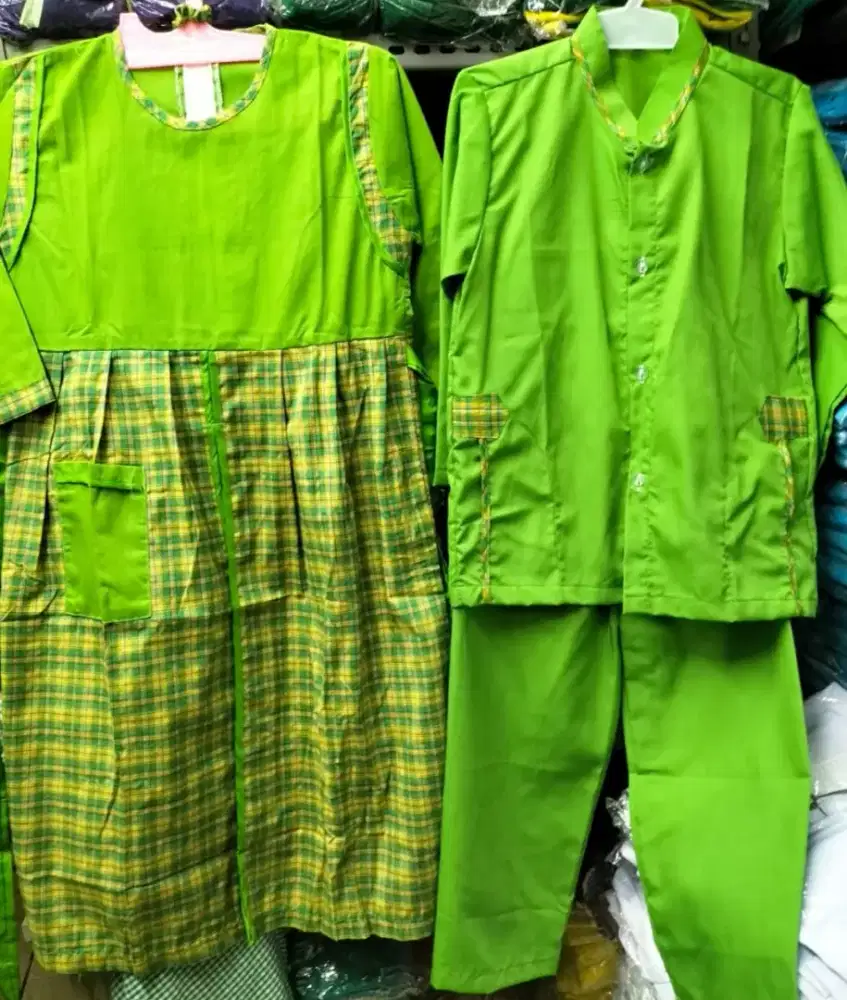 Seragam muslim TK TPA warna kombinasi kotak