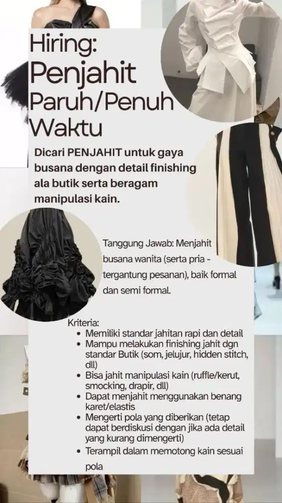 [LOWONGAN KERJA] PENJAHIT