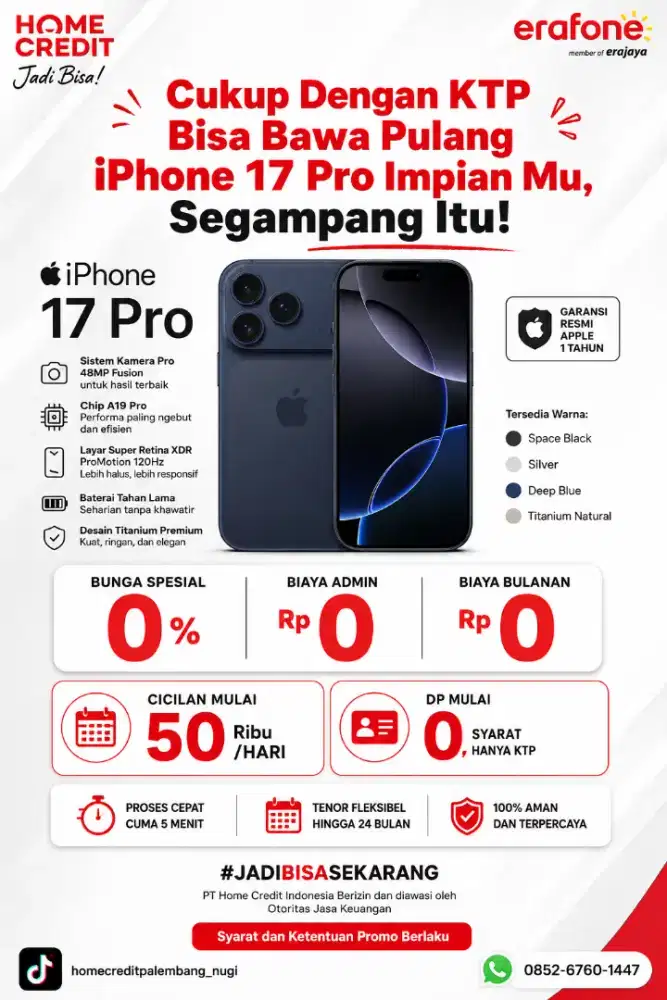 PROMO KREDIT IPHONE 17 PRO TERMURAH SEKOTA PALEMBANG