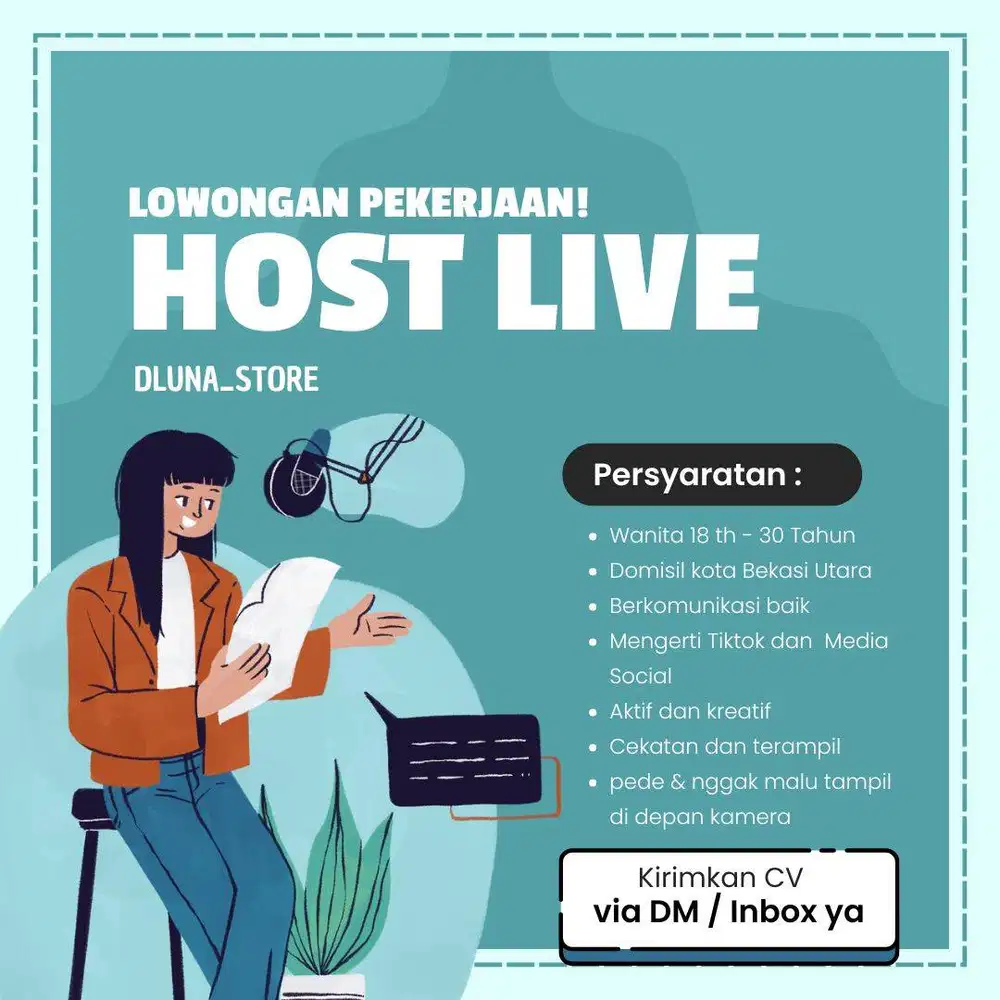 Lowongan host live  untuk fashion wanita