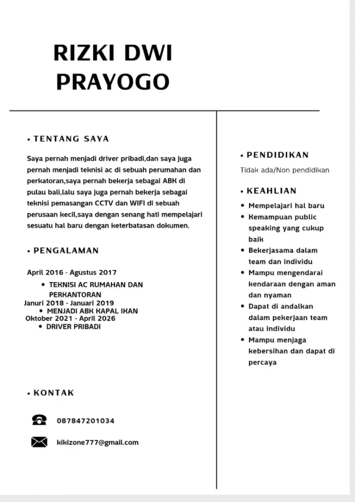cari pekerjaan sesuai foto cv