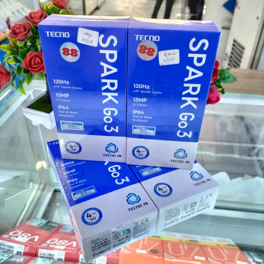 Tecno Spark go 3 4+4/64gb Resmi murah