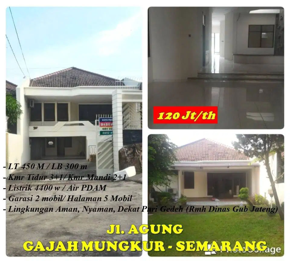 Rumah Siap Sewa Gajah Mungkur dekat Akpol (Jl. Agung) Semarang