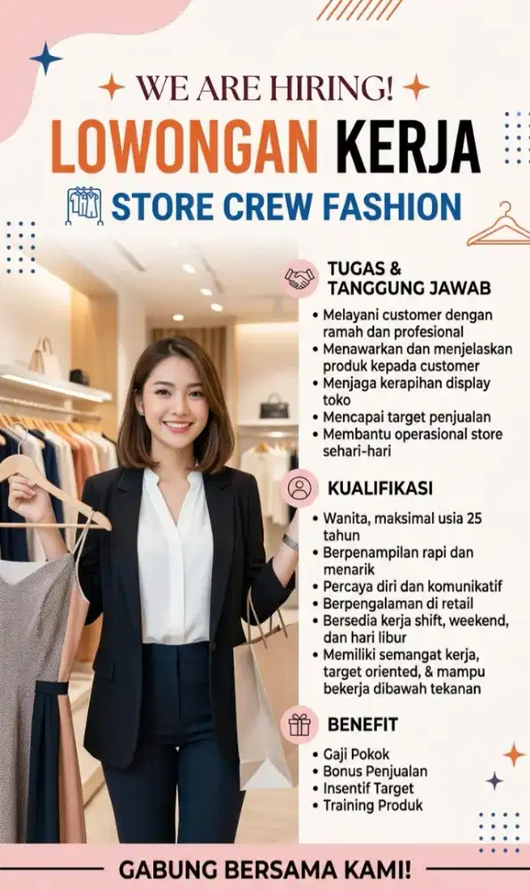 LOKER STORE CREW FASHION WANITA