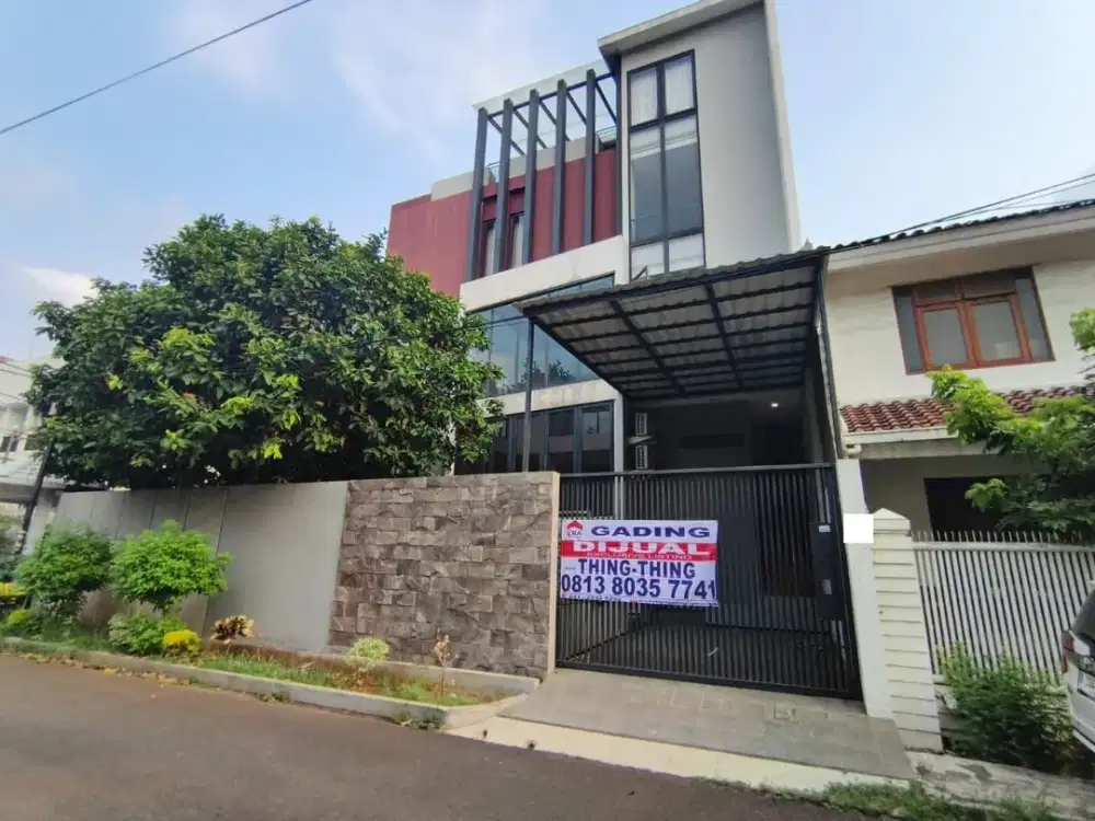 Murah !! Dijual Rumah Exclusive Listing Hook Mewah Luas 320 Ada Rooftop dan Lift di Pulo Nangka Kayu Putih Hadap Timur Utara