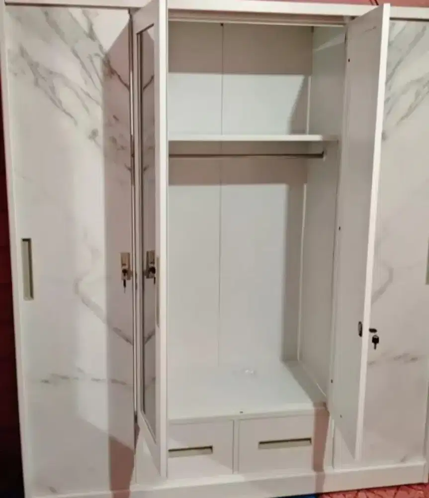 Lemari sliding door plat besi