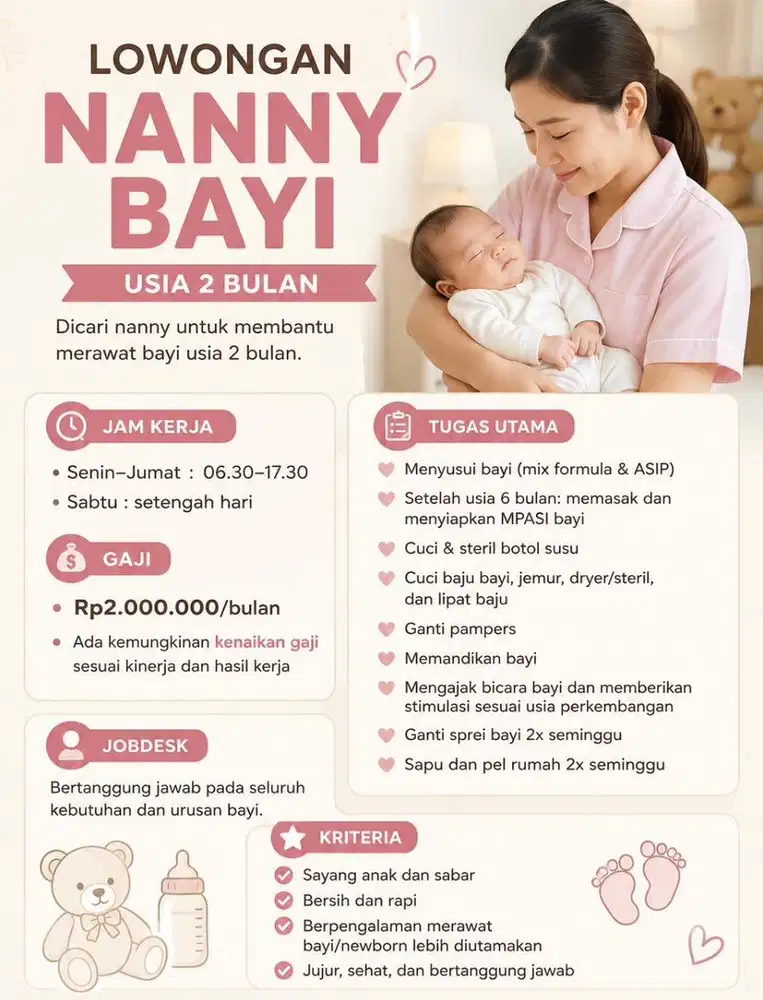 LOWONGAN PENGASUH BAYI PP TIDAK MENGINAP