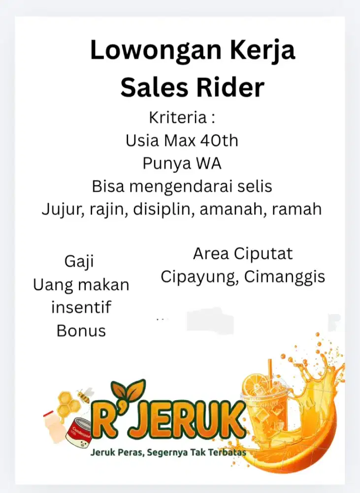 Loker Sales Rider Selis