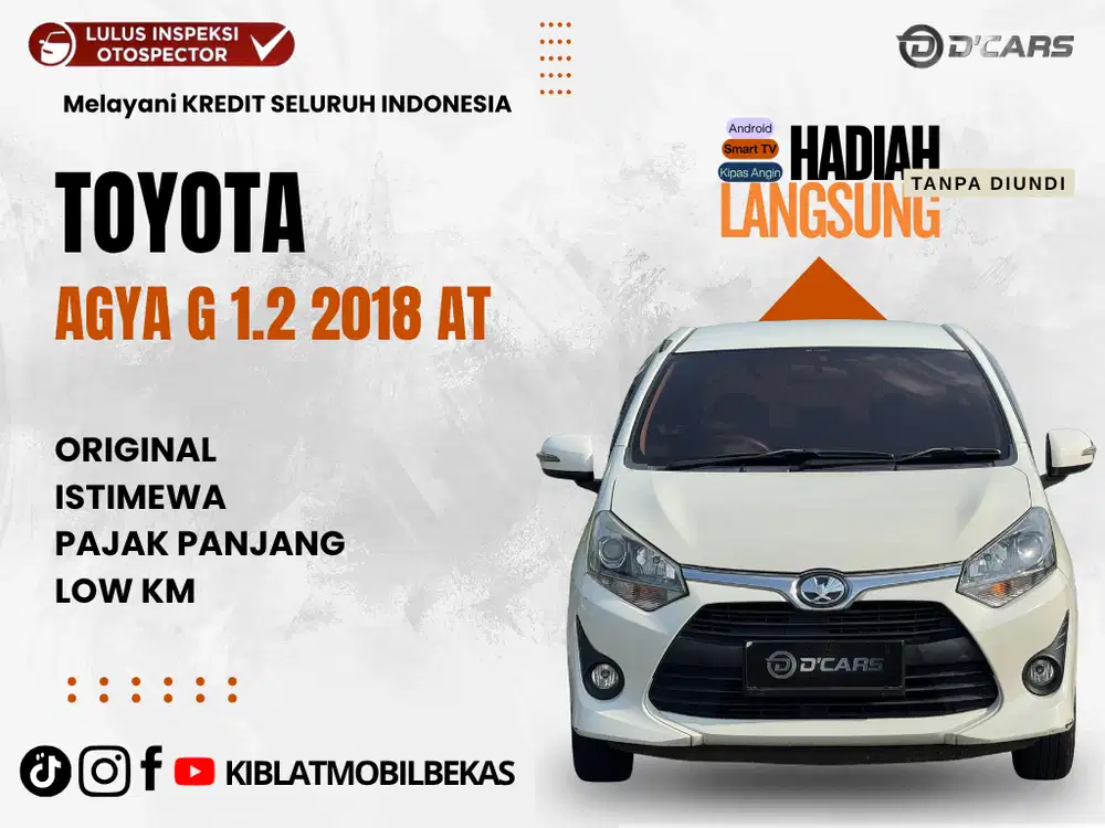 TOYOTA AGYA G 1.2 AUTOMATIC 2018 LOW KM ORIGINAL