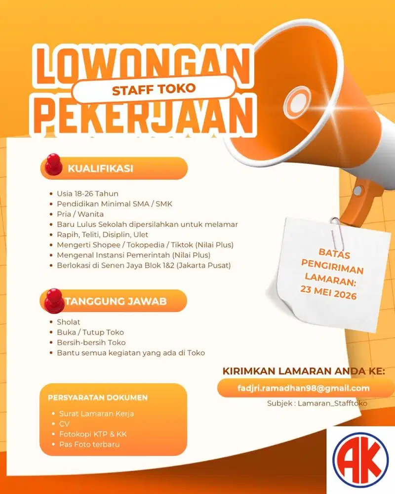 Lowongan Kerja - STAFF TOKO