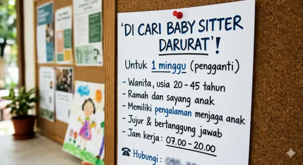 LOWONGAN DARURAT: DICARI BABY SITTER PENGGANTI (1 MINGGU)