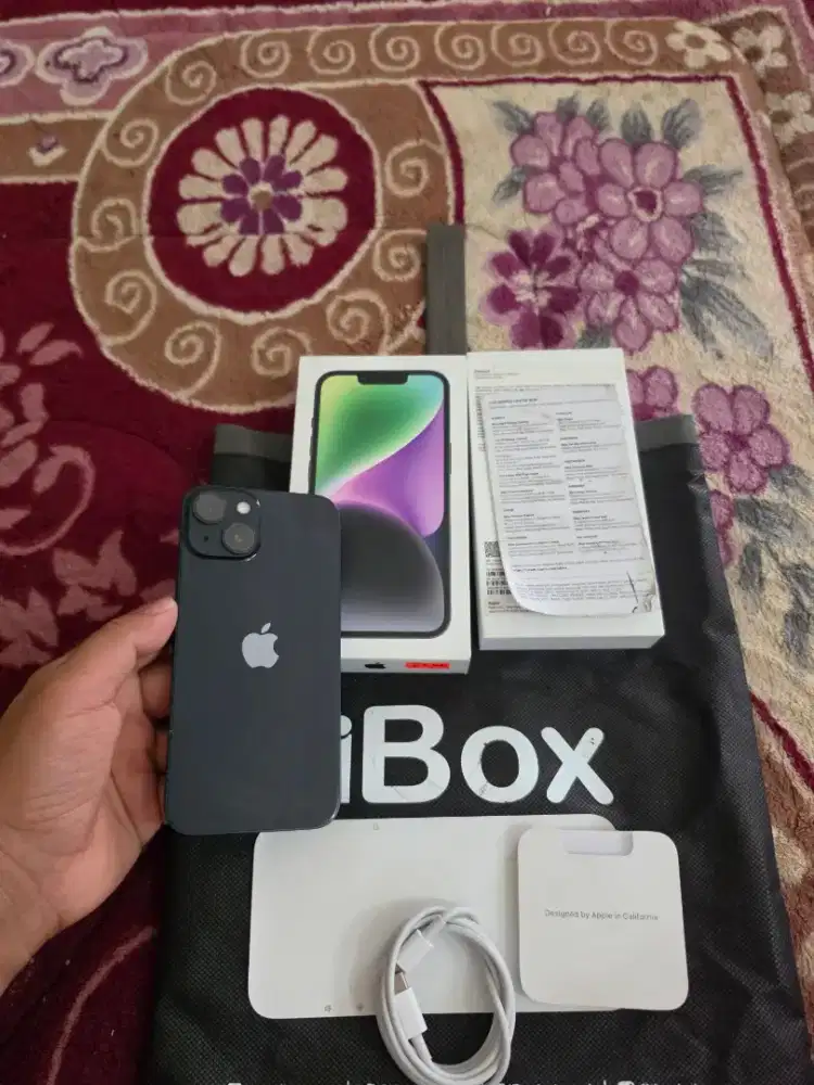 iphone 14 128gb resmi iBox,mulus like new,fulset original,battry 94%