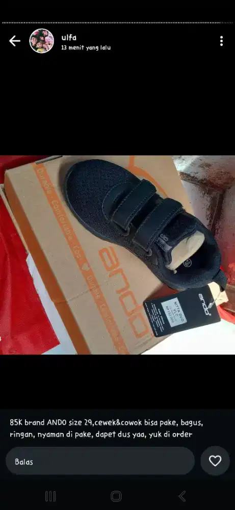 New Sepatu Ando Anak Perempuan no 29