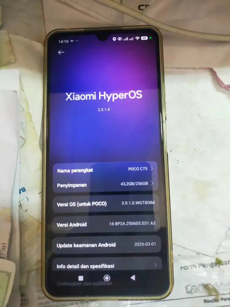 Hp Xiaomi poco c75 ram 8gb Rom 256gb