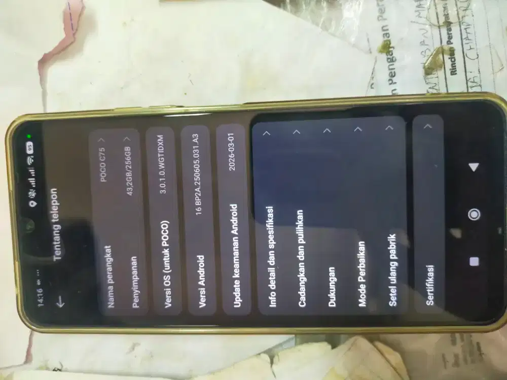 Hp poco c 75 ram 8gb Rom 256 gb