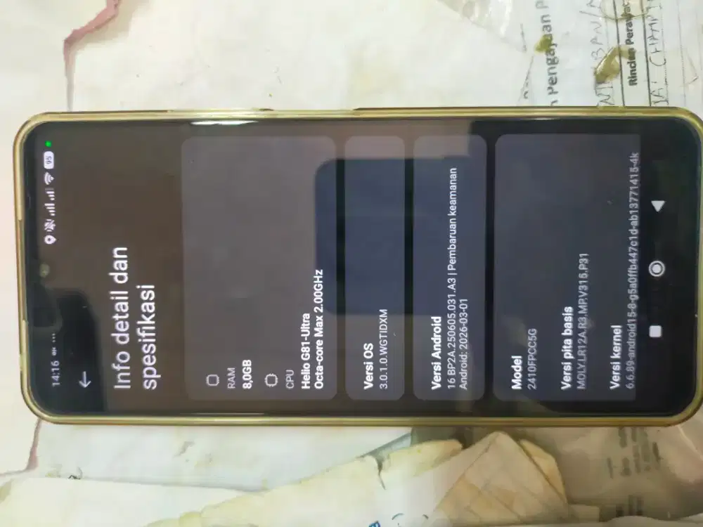 Hp poco c75 ram 8gb Rom 256gn