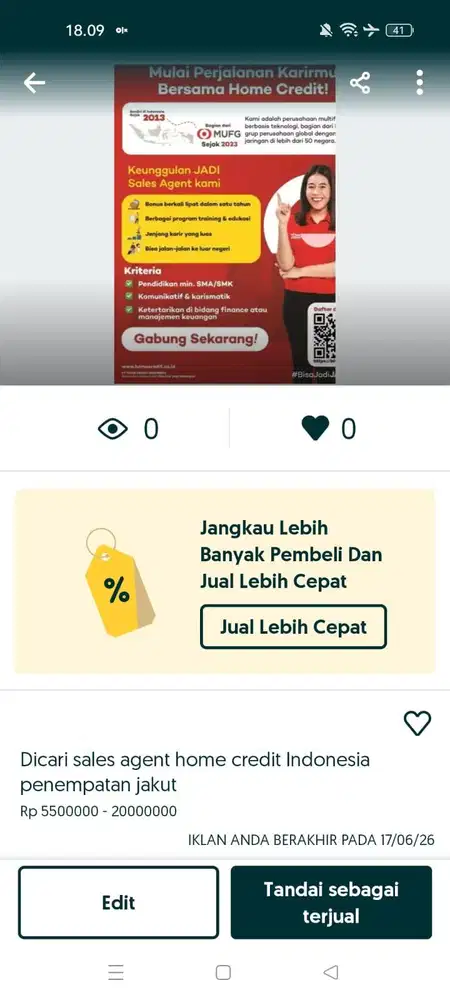 Lowongan kerja PT HOME CREDIT