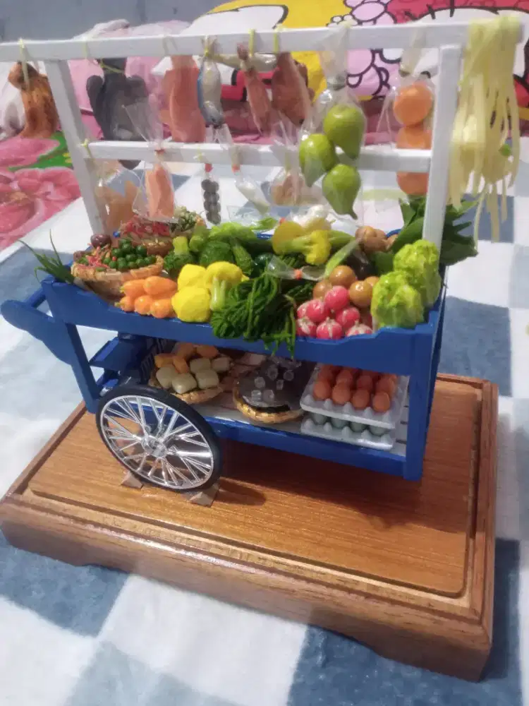 Miniatur Gerobak sayur realistis