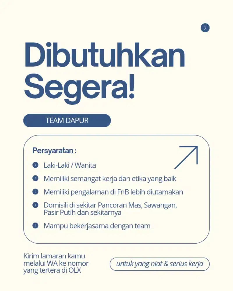 DIBUTUHKAN SEGERA!