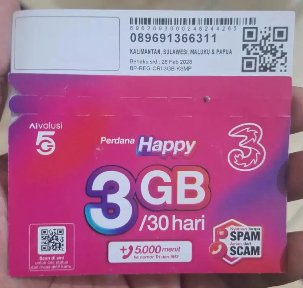 Baca Diskripsi Terlebih dahulu

KARTU PERDANA 3
DAPATKAN KUOTA 3 GB