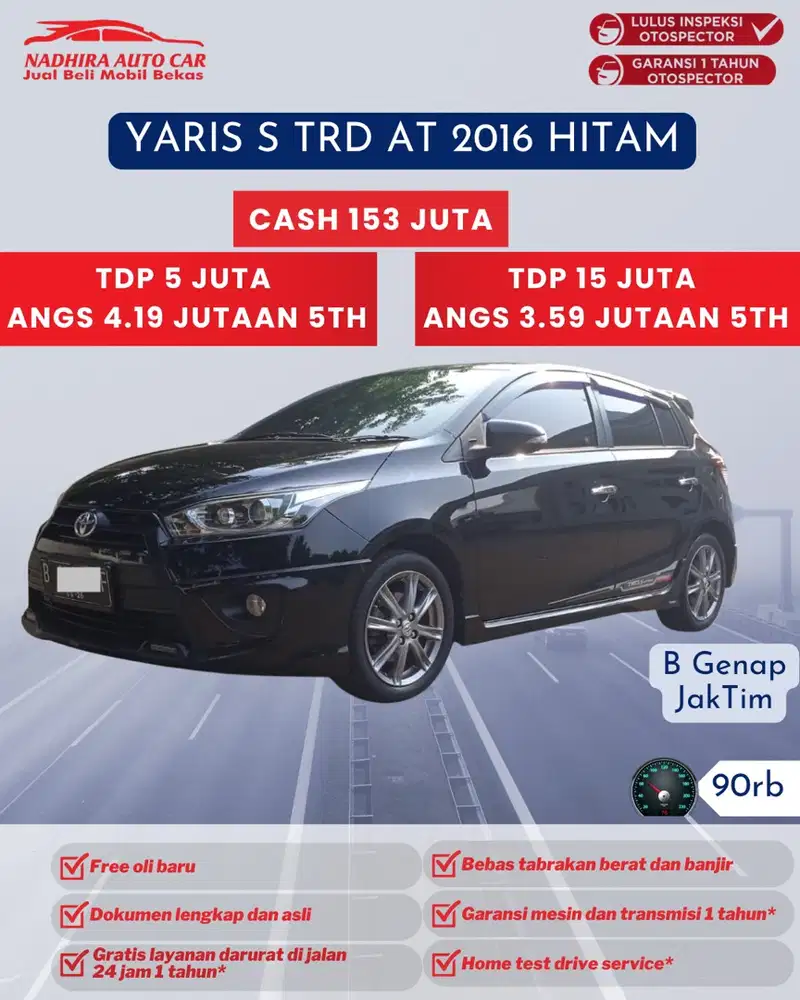Angsuran 3 Jutaan Yaris S TRD AT 2016 Hitam