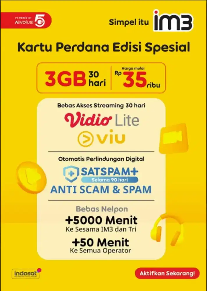KARTU PERDANA IM3
DAPATKAN KUOTA 3 GB