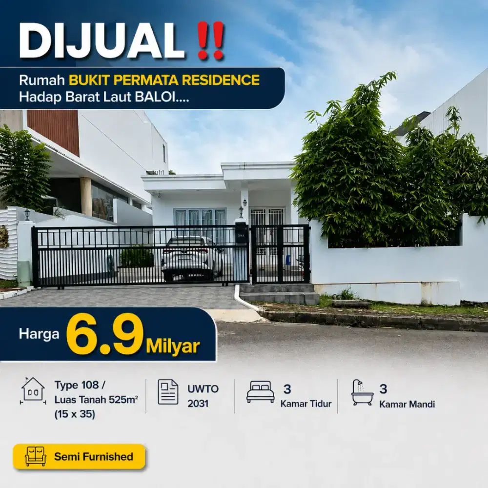 DIJUAL
RUMAH BUKIT PERMATA RESIDENCE - BALOI '1 LANTAI