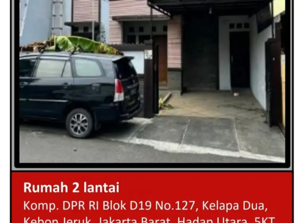Di Jula Rumah 2 Lantai Aset Bank di Komp. Dpr Ri , Kelapa Dua, Kebon Jeruk, Jakarta Barat