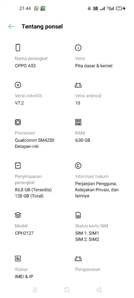 opo a53 ram 6/128