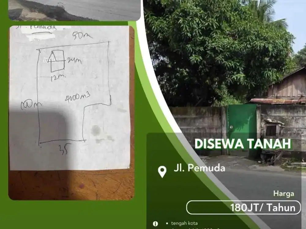 Disewkan Tanah Pekanbaru Kota Daerah Pemuda Siap Usaha!