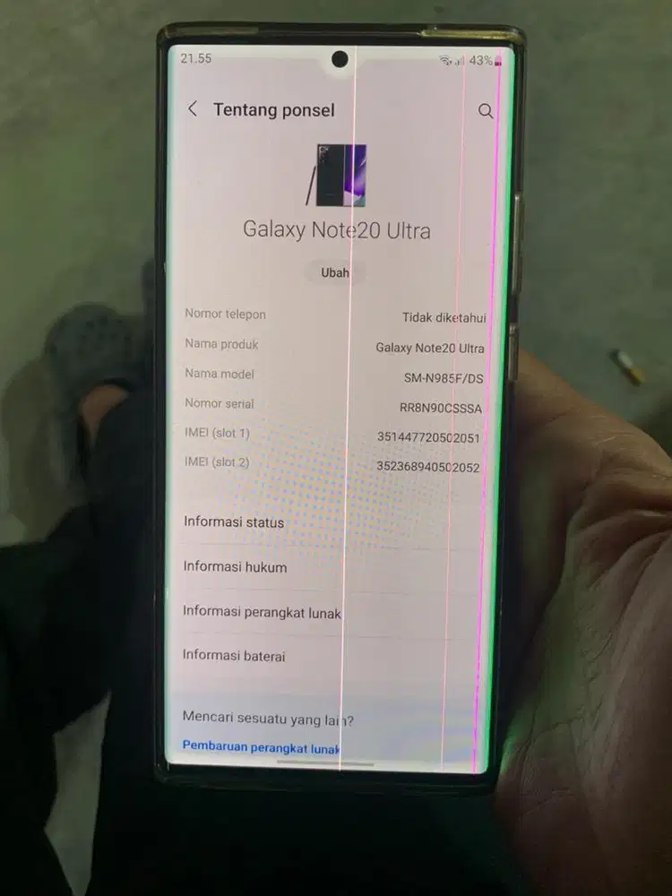 Samsung Note 20 ultra 8+8 internal 256