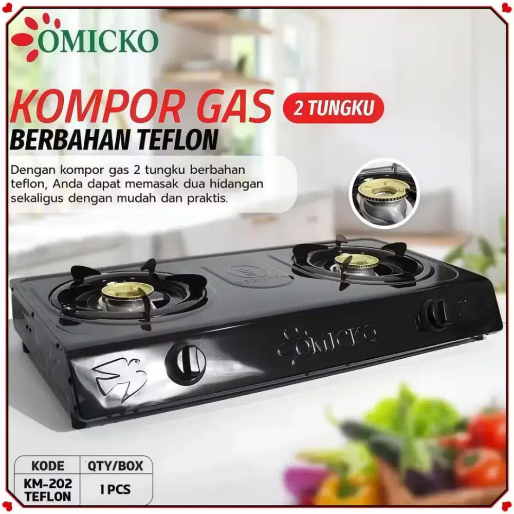 Kompor 2 tungku teflon OMICKO