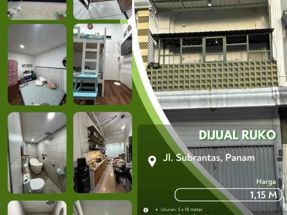 Dijual Ruko Daerah Subrantas Panam Pekanbaru Kota Siap Usaha!