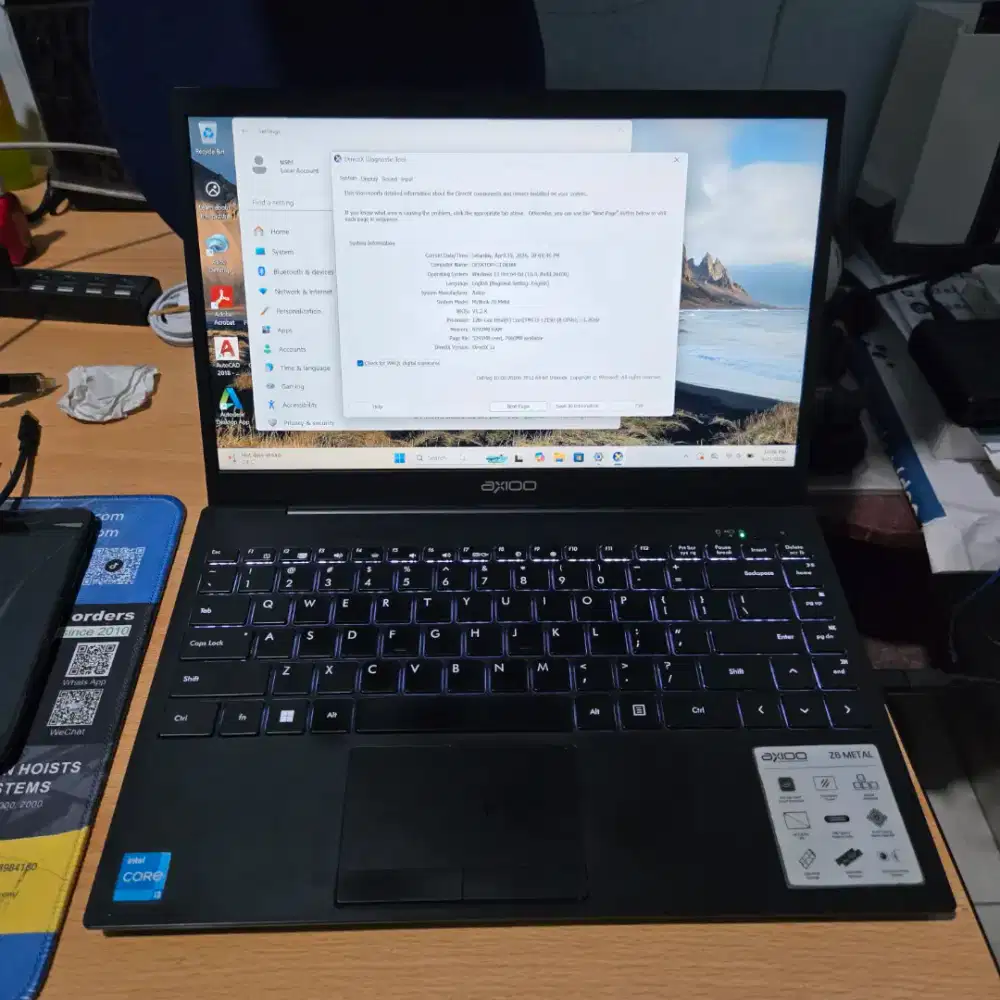Laptop Axioo Z6 Metal i3 gen 12 8/256Gb ex resmi baca deskripsi