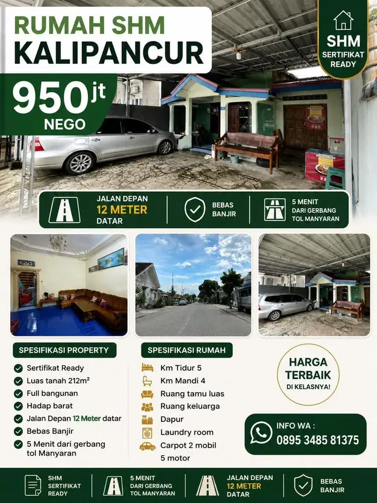 Dijual Rumah SHM Kalipancur