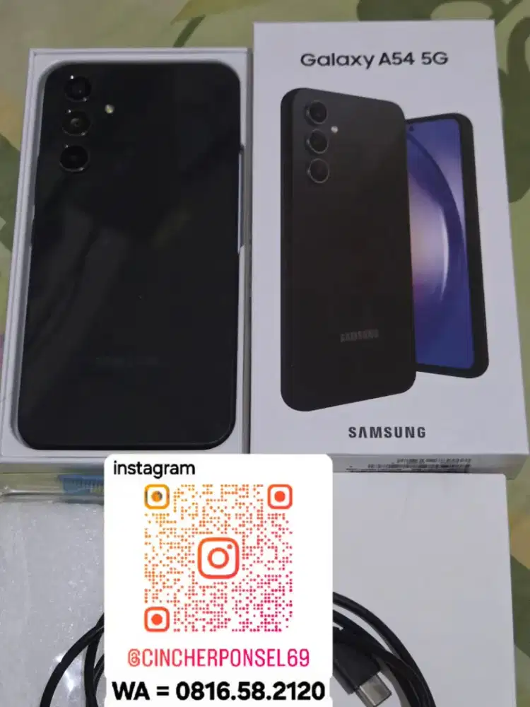 Jual hp siap pakai samsung A54 5g 8/256 mulus free ADAPTOR n case