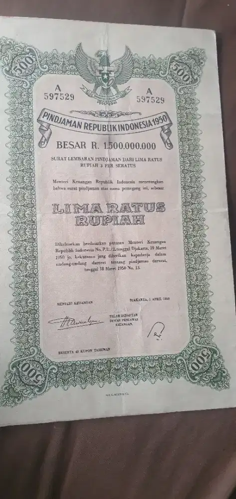Jual obligasi thn 1950,cocok utk koleksi