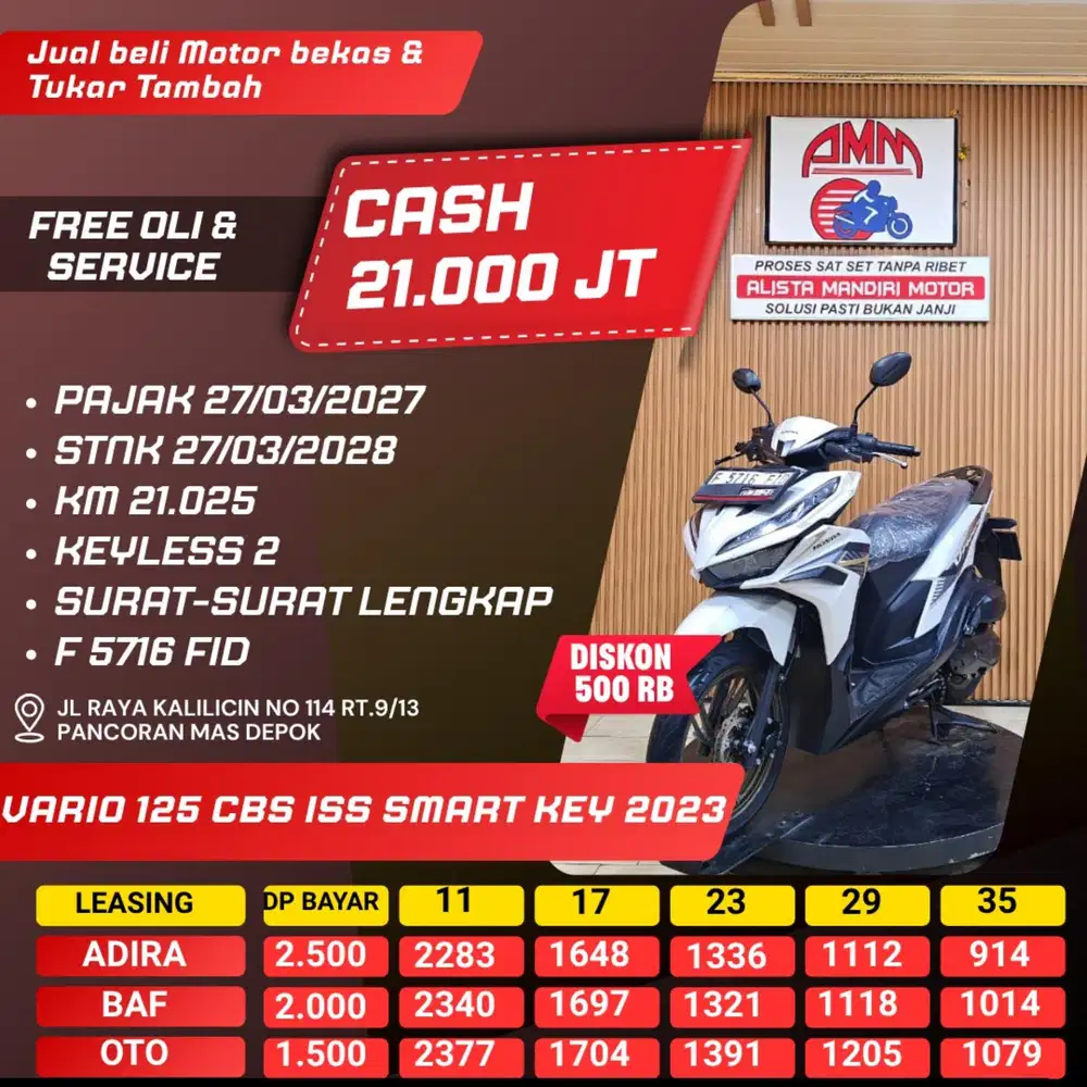 VARIO 125 CBS ISS SMARKEY, 2023, BS TT, CC, INDODANA, CASH/ KREDIT