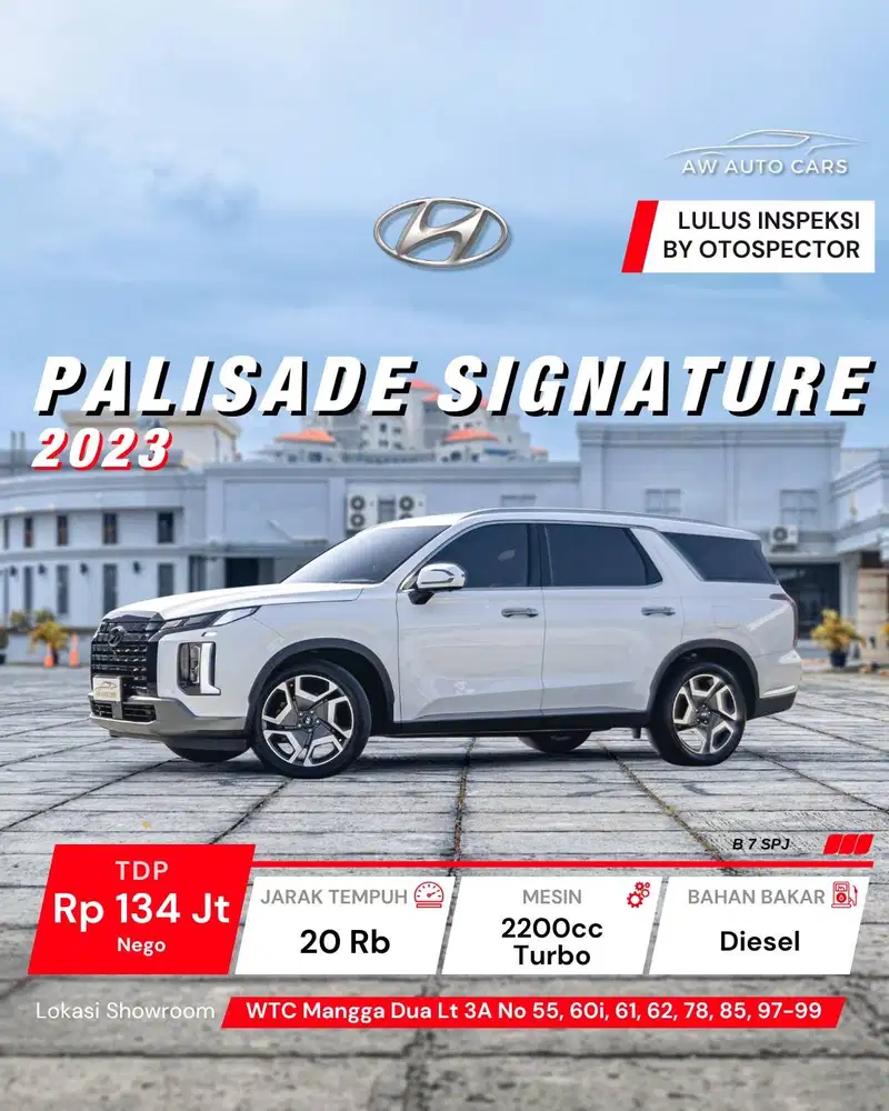 [KM 20 RB] Hyundai Palisade Signature NIK 2023 2.2 mdl 2024 AWD XRT