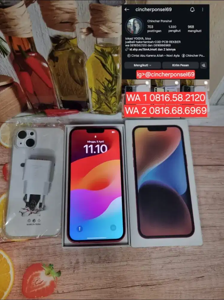 Jual hp mulus iphone 14 Plus 128Gb ibox istimewa free adaptor n case