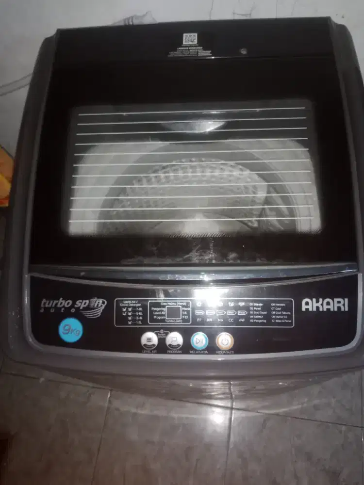 AKARI Mesin Cuci Top Loading 1 Tabung Turbo Spin WM-T1199 Auto Tub 9Kg