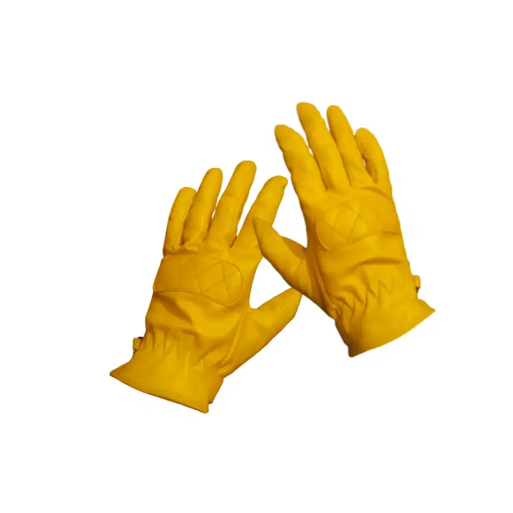 Sarung tangan motor kulit asli kuning dan hitam merek NK91