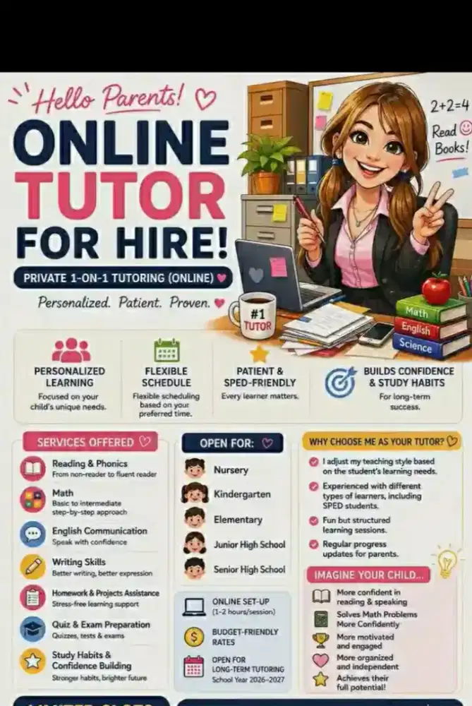 Offline & Online Private Tutor (1-to-1/Group)