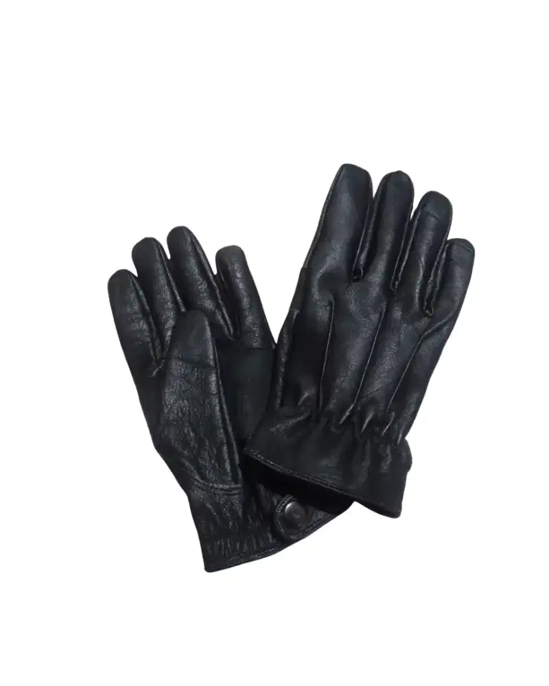 Sarung tangan motor kulit asli warna hitam merek NK91