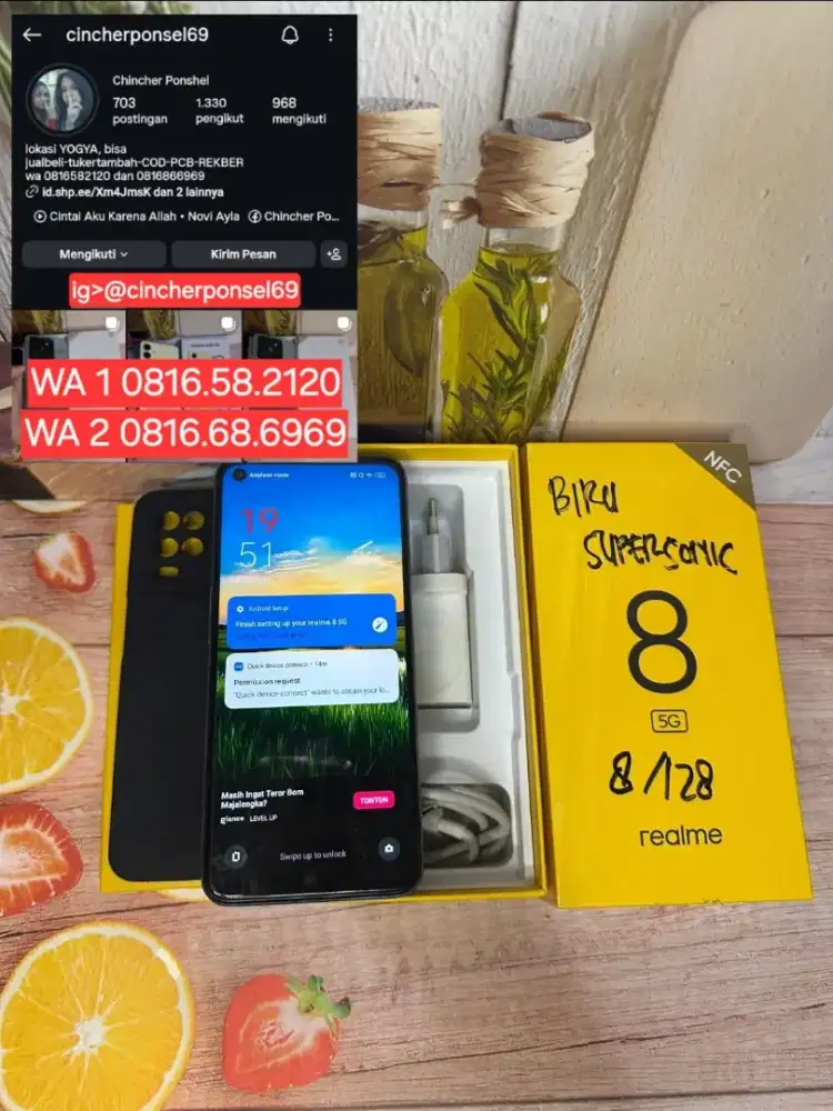 JUAL HP realme 8 5g 8/128 istimewa NFC