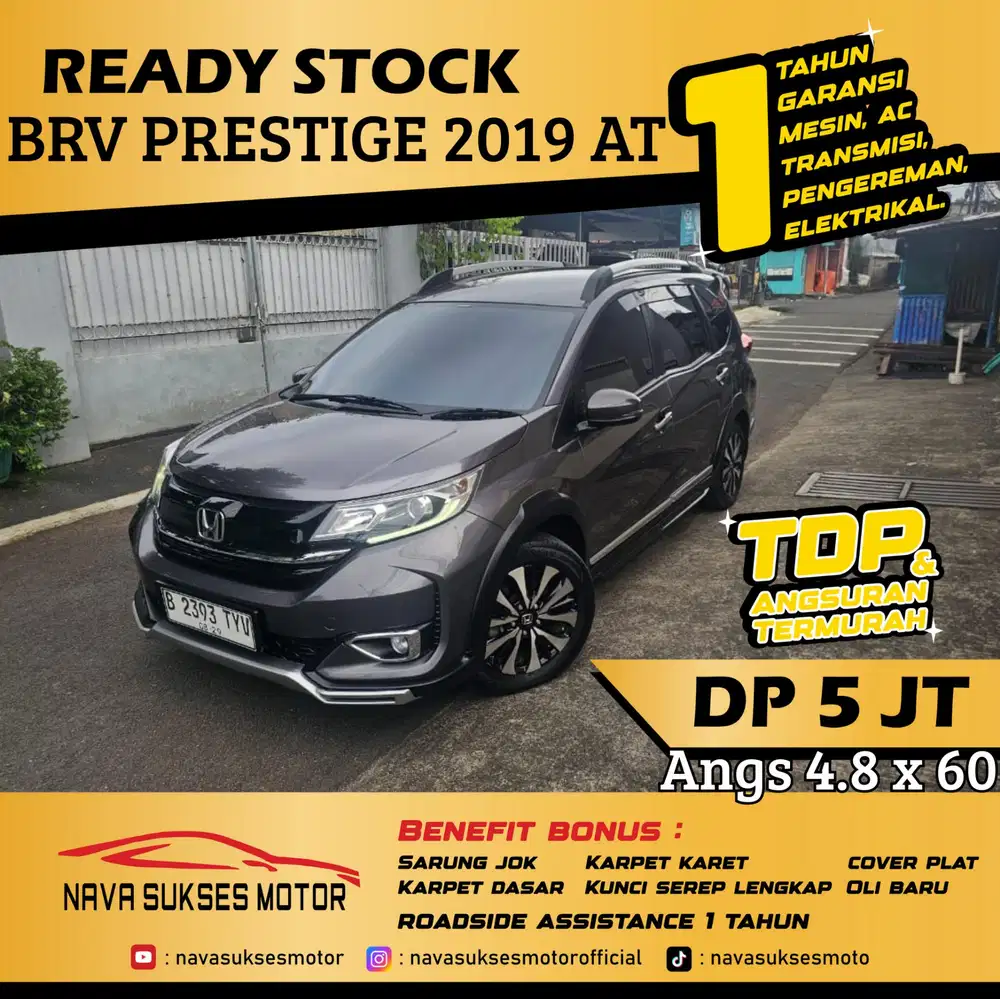 TDP 5Jt Angs Termurah BRV E Prestige 2019 Matic Abu Abu Low Km LikeNew
