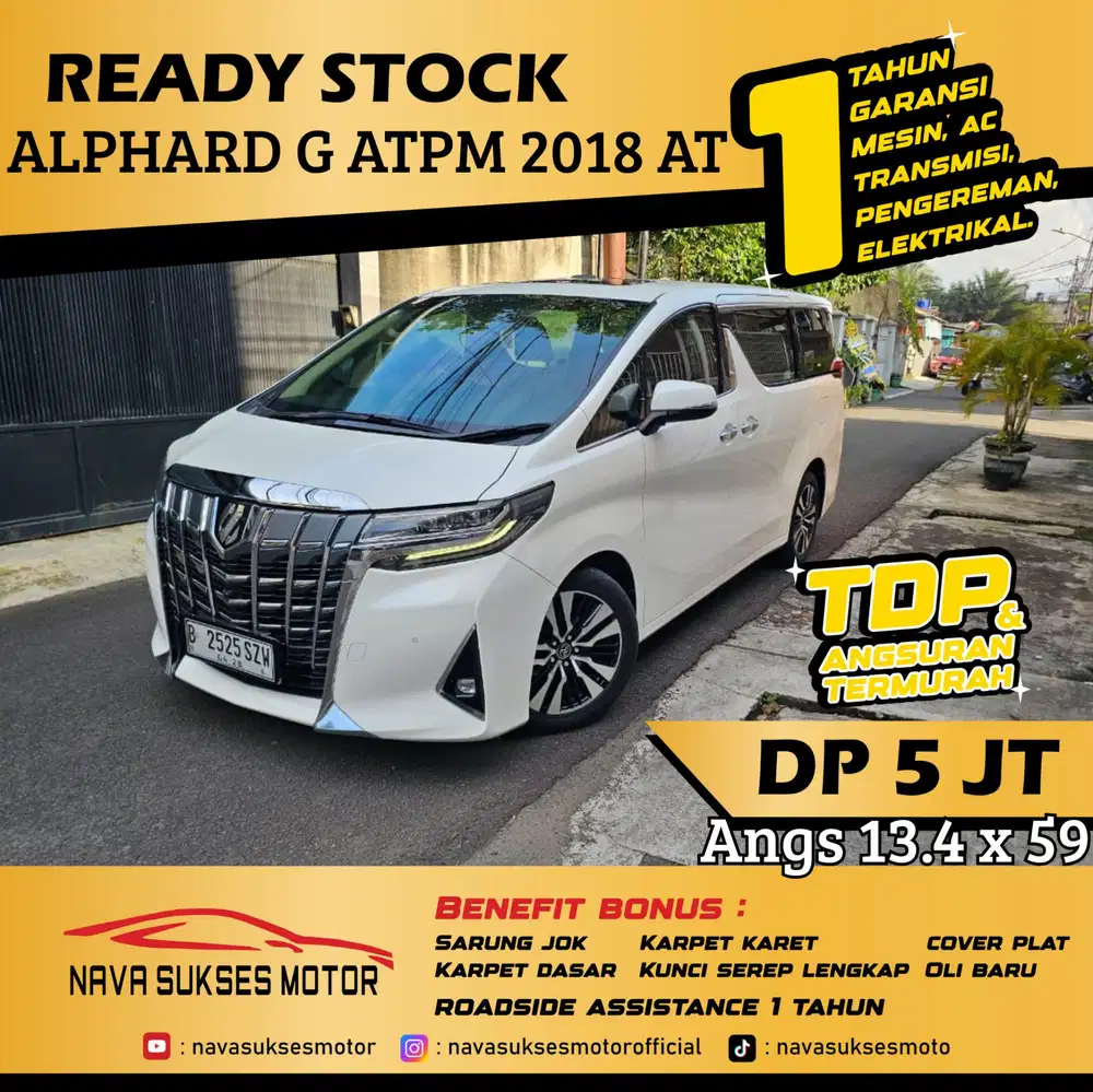 TDP 5 Jt Angs Termurah Toyota Alphard G ATPM 2018 Matic Putih Low Km