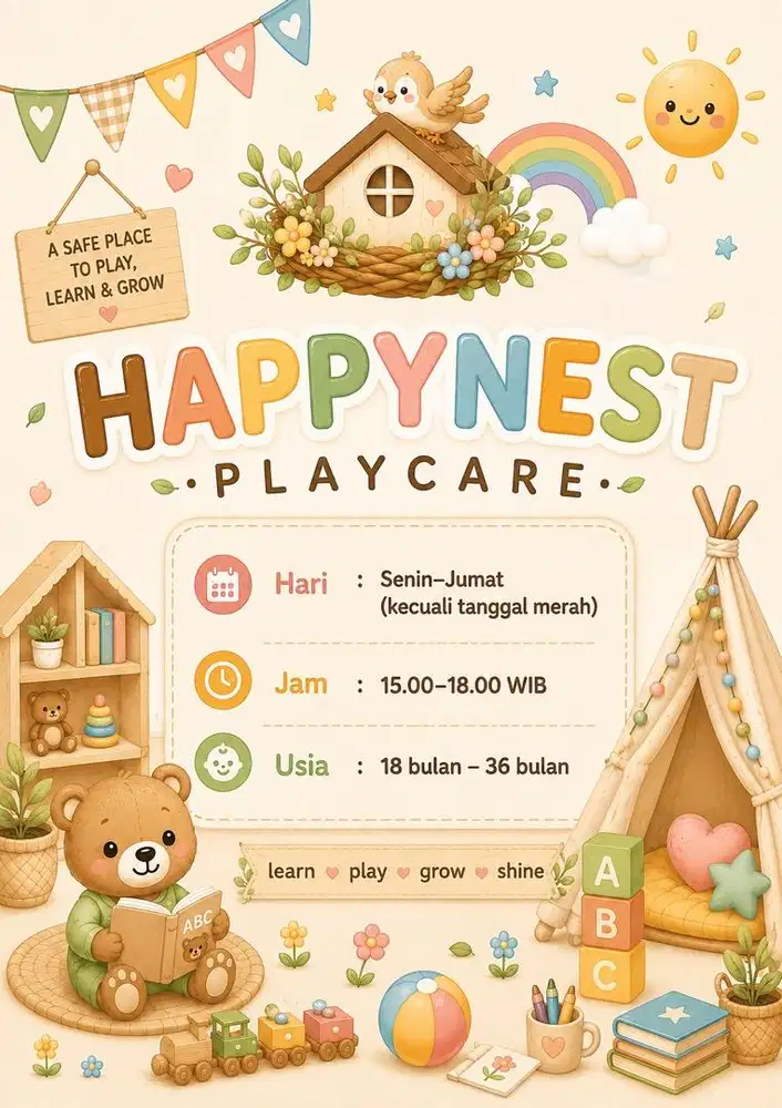 DAYCARE ANAK PRIVATE BEKASI UTARA Jam 15-18 WIB (SISA 1 SLOT LAGI)