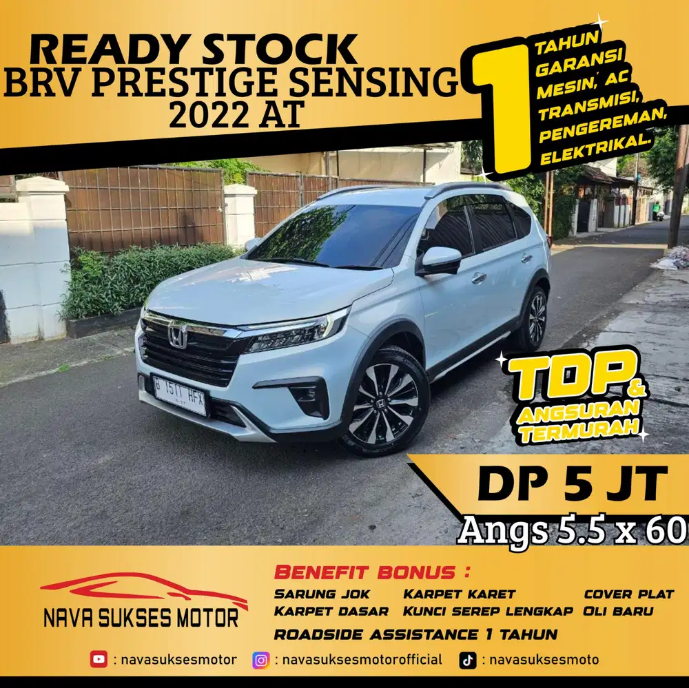 TDP 5 Jt Angs Termurah All New BRV Prestige Sensing 2022 Matic Putih