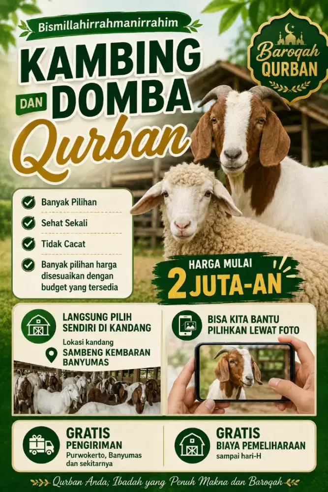 Kambing dan Domba Qurban Gratis Ongkir